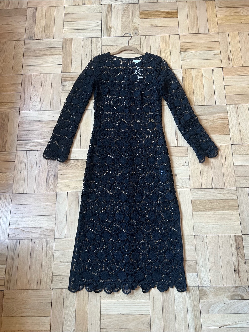 NWT. H&M Black Crochet Long Sleeve Dress. Size Small.